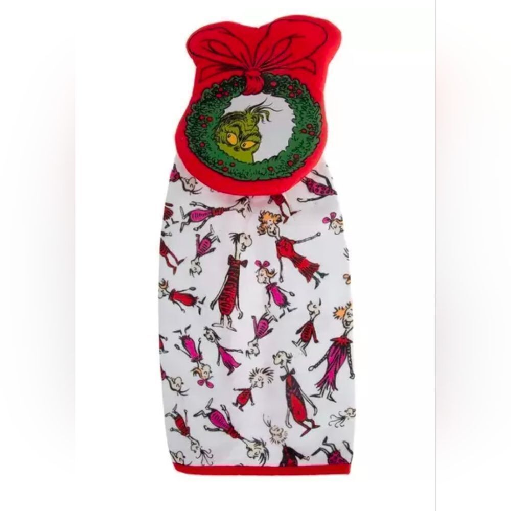 Nwt The Grinch Christmas Wreath Kitchen Hand Towel